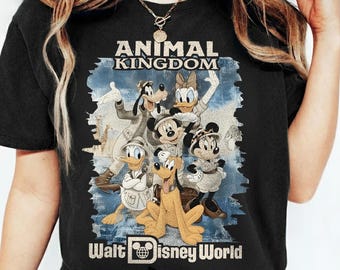 Camiseta retrô Safari do Reino Animal, Camiseta Viagem à Disney, Roupa Desbotada do Parque Disney, Camiseta Vintage do Mickey e Amigos, Camiseta Estampada do Walt Disney World