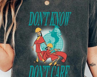 Grappig Kuzco Don't Know Don't Care T-shirt, retro Kuzco Llama portrait-T-shirt, cadeau voor hem, Disney fan cadeau, The Emperor's New Groove shirt