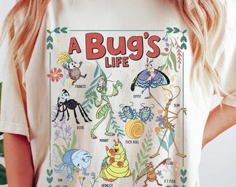 Camiseta vintage da Disney Vida de Inseto, Camiseta Flik Heimlich Rosie Francis Gypsy, Camiseta Pixar Circus Bugs, Camiseta Vida de Inseto, Camiseta We All Thrive