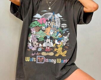 Retro Walt Disneyworld Comfort Colors shirt, Mickey en vrienden shirt, Disney reis 2025, retro Disney shirt, vintage Disneyworld shirt