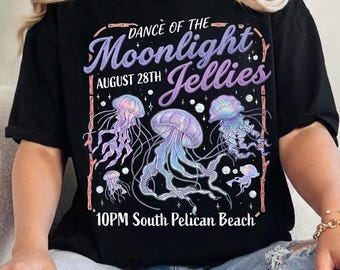 Camiseta de Stardew Valley "Dance of the Moonlight Jellies", camiseta unisex para fans de juegos independientes, regalo acogedor para gamers, camiseta gráfica Comfort Colors Pelican Town.