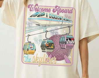 Retro Disney Skyliner Shirt, Disney Inspired Gondola Tee, Epcot Hollywood Studios Vacation T-Shirt, Matching Park Transportation Tee