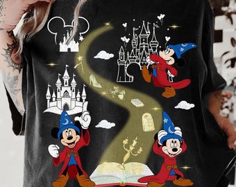Retro Disney Fantasia Sorcerer Mickey Shirt, Disneyland Family Matching Shirt, The Sorcerer’s Apprentice Sketch Tee, Vintage Mickey Art Tee