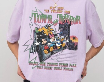 Vintage Tower of Terror Disney Shirt, Hollywood Studios Retro Disney Trip T-Shirt Park Gift, Mickey & Friends Twilight Zone Ride Tee