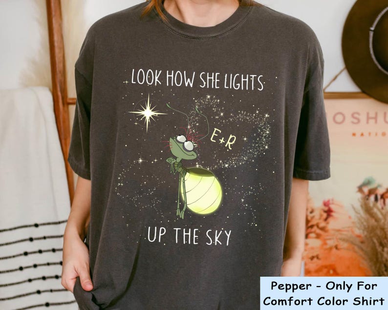 Ray Firefly Evangeline Look How She Lights Up The Sky Comfort Colors T-shirt, Disney Princess And The Frog Shirt, Disneyland Family Trip image 5