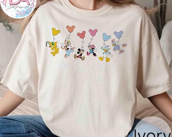 Camiseta de globo de Disney, camiseta de viaje familiar a Disneyland, camiseta de vacaciones en Disney World, camiseta gráfica de Magic Kingdom, camiseta retro de globo de Mickey y compañía