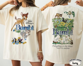 Vintage comfortkleuren Disney Bambi bloemenshirt, Disney Magic Kingdom familie-uitje T-shirt, Bambi And Friends Disneyland-shirt, Disney Bambi T-shirt