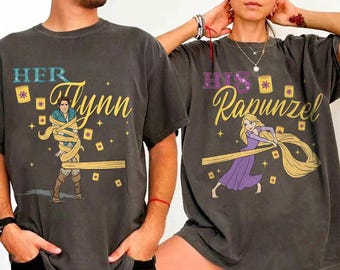 Vintage Disney Rapunzel & Flynn Rider T-shirts voor koppels uit The Tangled, bijpassende T-shirts voor Disneyland-prinsessen, bijpassende T-shirts voor het hele gezin in Walt Disney World, Magic Kingdom-trip