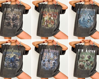 Retro Zootopia 2 Characters Bootleg Shirt, Zootropolis Shirt, Vintage Judy Hopps Nick Wilde Gary De'Snake Tee, Disneyland Family Trip Shirt