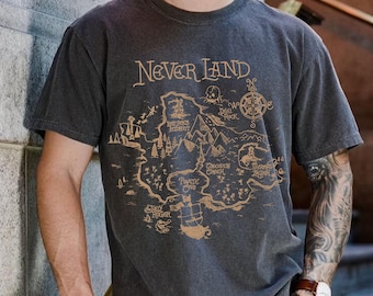 Disney Peter Pan Never Land Map T-Shirt, Retro Peter Pan Tee, Peter Pan Pirate Cove Tee, Skull Rock Mermaid Lagoon Shirt, Lost Boys Shirt