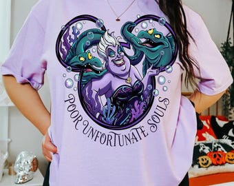Camiseta vintage de Úrsula: Pobres Almas Desafortunadas, equipo de villanos de La Sirenita, camiseta de la bruja del mar Flotsam and Jetsam, traje de villano de Disney