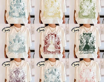 Retro Princess Graphic Shirt, Soft Color Unisex Shirt, Magical Castle Shirt, Vintage Fairytale Tee, Birthday Gift for Her, Aesthetic Outfit