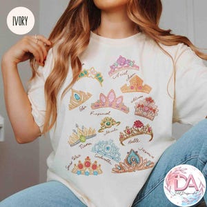 Comfort Color® Disney Princess Crown Shirt Disneyworld Shirt Cinderella Belle Rapunzel Ariel Snow White Disney Girl Trip Shirt