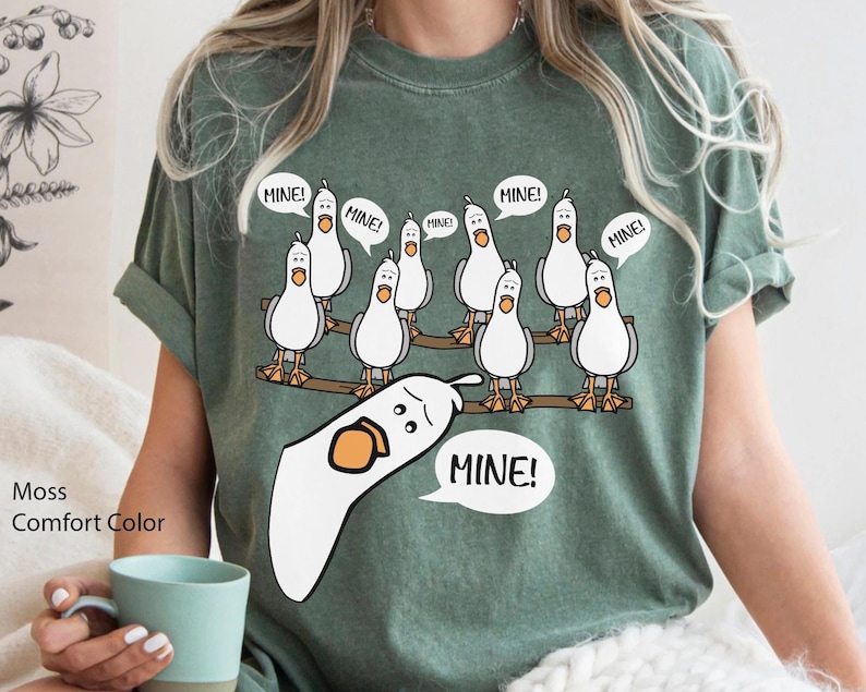 Finding Nemo Seagull Mine Mine Mine Comfort Colors Shirt, Walt Disney World, Funny Disney T-shirt, Disneyland Family Trip, Finding Nemo Tee image 4