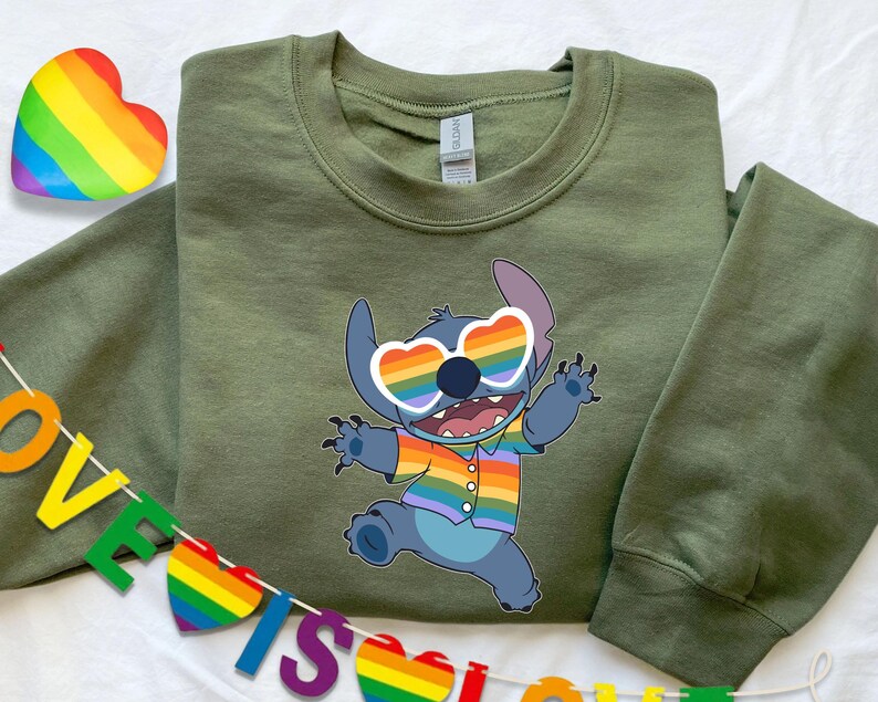 Linda camiseta LGBT arcoíris de Stitch Hawaii, Mes del Orgullo Gay y Lesbiano 2026, Camiseta del Orgullo de Disney Lilo y Stitch, Derechos Humanos imagen 3