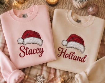 Geborduurd kerstshirt op maat, gepersonaliseerd geborduurd shirt, kerstshirt met eigen naam, kerstborduurshirt, cadeau voor haar