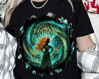 Retro Merida Princess Archway Silhouette T-shirt, Disneyland Girl Trip Tee, Scottish Warrior Princess Outfit, Disney Brave Merida Shirt