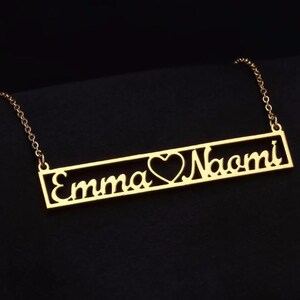 Collana con doppio nome a barra/Collana con doppio nome personalizzata/Ciondolo con nome affascinante/Regalo per lei
