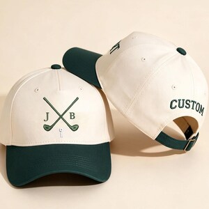 Custom Golf Hat, Monogram Embroidered Two Tone Baseball Cap, Personalized Golf Gift For Men image 2