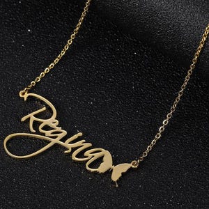 14K gold-plated necklace-customized name butterfly necklace-personalized butterfly gift-customized gift for girls-birthday gift