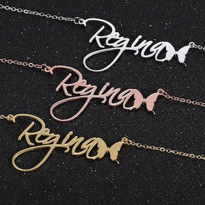 14K gold-plated necklace-customized name butterfly necklace-personalized butterfly gift-customized gift for girls-birthday gift