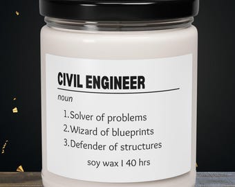 Funny Civil Engineer Definition Scented Soy Candle Gift for Engineering Graduation
