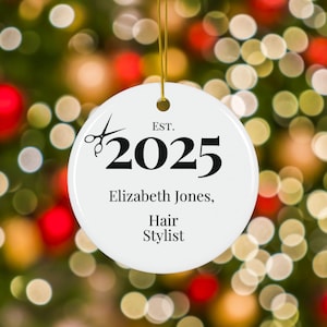 Personalized New Hair Stylist Christmas Ornament Gift for Cosmetology Graduate, Hair Salon Holiday Decor Perfect for Hairdresser, Barber