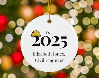 Personalized New Civil Engineer Christmas Ornament Gifts, Construction Engineer Gifts, Engineering Student, Future Engineer Graduate
