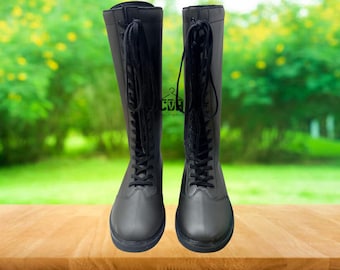 Black Leather Wrestling Boots for Men & Women | Custom Leather Professional Wrestling Shoes | Handmade High Performance Wrestling Boots