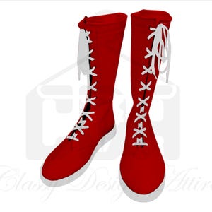 Anpassa röda brottningsstövlar för män och kvinnor, brottningsstövlar med vit sula och snören fram, handgjorda brottningsstövlar
