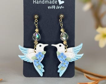 hummingbird clay earrings