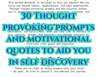 30-Day Self-Discovery Journal | Printable Mental Health Workbook | Guided Reflection Prompts | Life Changing Intuitive Questionnaire