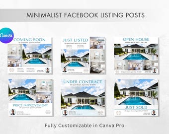 Minimalist Real Estate Facebook Post Templates – 6-Pack Bundle for Brand Consistency