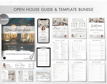 Open House Guide & Canva Template Bundle - Real Estate Checklists and Marketing Tools