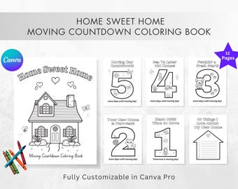 Real Estate Activity Book for Kids - Editable in Canva, Printable, Open House, Realtor, Home Sweet Home - Moving Countdown Coloring Book