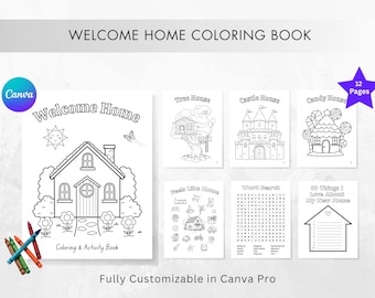 Real Estate Activity Book for Kids - Editable in Canva, Printable, Open House, Realtor, Home Sweet Home - Welcome Home Coloring Book