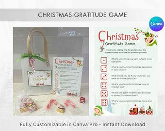 Printable Gratitude Dice Game | Christmas Family Game | Kids & Adult Versions | Pop-By Gift | Roll and Remember | Holiday Activity