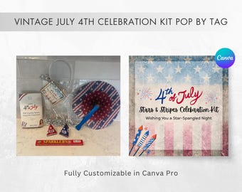 Vintage July 4th Independence Day Celebration Kit Printable Gift Tag for Realtor Pop-Bys, Gifts, Party Favors, Vendor Events