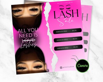 Lash Sale Flyer | Lash Flyer | Lash Business | Editable Lash Flyer | Canva Template | Lash Price List | Instagram Flyer | Beauty Business