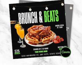Brunch & Beats | Editable Canva Template | Event Flyer