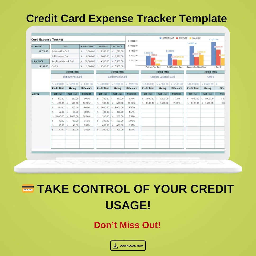 Credit Card Expense Tracker Template, Google Sheets Budget Log ...