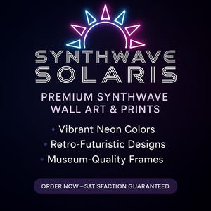 Neon House Car Framed Wall Art, Synthwave Night Scene Poster, Aesthetic Wall Art, Vaporwave Decor image 8