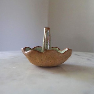 Small Ring Dish – Light Green Glaze on Speckled Clay Jewelry Holder