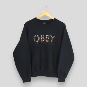 Vintage Obey Worldwide Floral Logo Black Sweatshirt Medium Obey Worldwide Printed Crewneck Obey Worldwide Jumper Obey Streetwear Sweater M