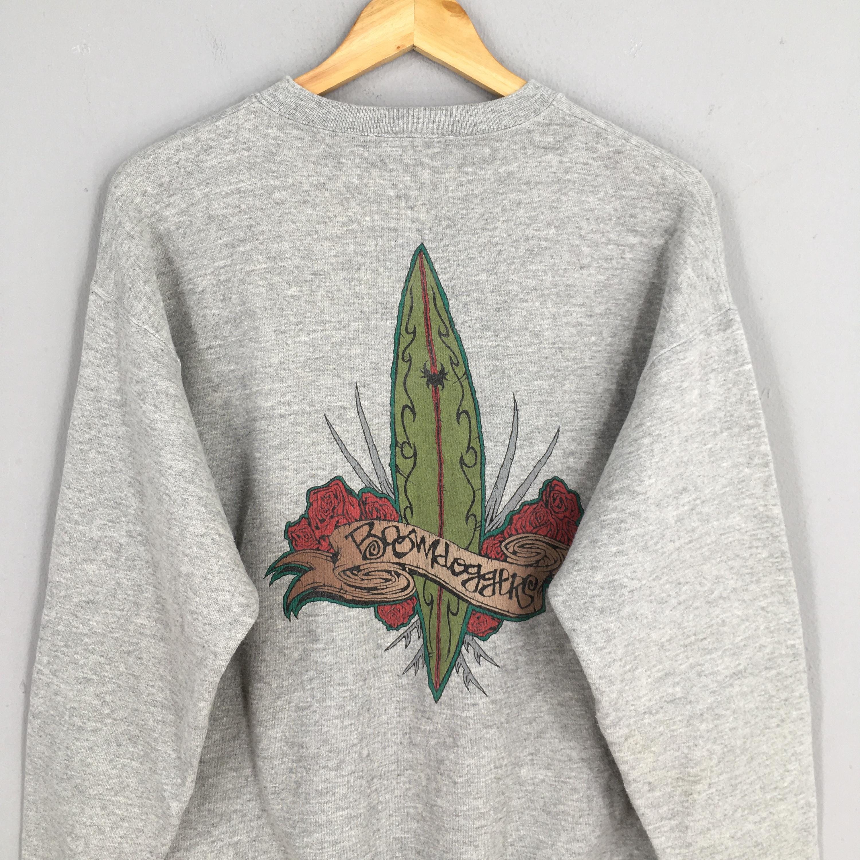 Vintage 90s Boom Doggers Surf Wear Grey Sweatshirt Medium