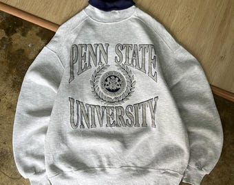 Sudadera gris vintage de la Universidad Estatal de Pensilvania (PSU) con cuello redondo y logotipo estampado de la Universidad Estatal de Pensilvania, suéter de los Nittany Lions de la NCAA (talla L)
