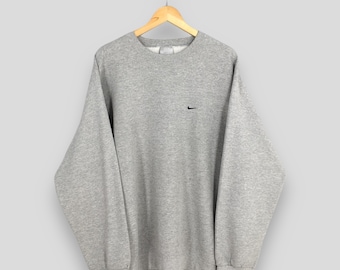 Vintage Y2K Nike Swoosh Grey Sweatshirt 2XLarge Nike Swoosh Embroidered Jumper Nike Sportswear Pullover Nike Oversized Sweater Size XXL