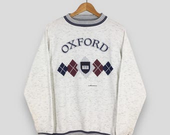 Sudadera gris vintage de la Universidad de Oxford, talla XL, cuello redondo, jersey Oxford Cambridge con logotipo estampado de la Universidad de Oxford, suéter Oxford, talla XL