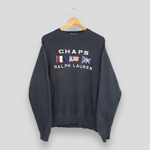Vintage 90s Chaps Ralph Lauren Sweatshirt Medium Chaps Ralph Lauren Embroidery Flag Crewneck Chaps Sportswear Jumper Chaps RL Cozy Sweater M
