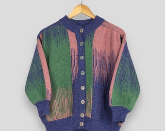 Vintage 80s Missoni Intimo Multicolor Cardigan Sweatshirt Medium Missoni Sportswear Italia Pullover Missoni Button Knitwear Ladies Sweater M